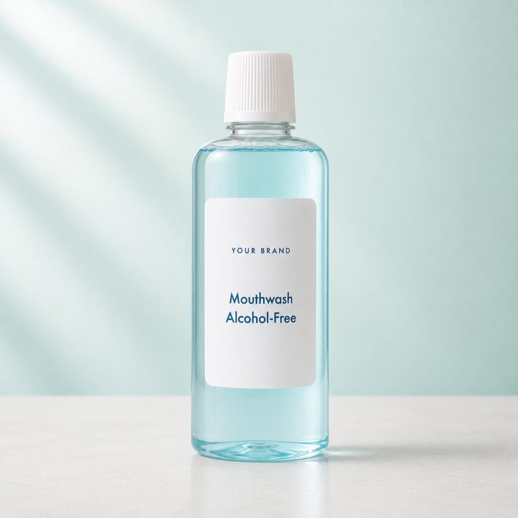 Private label mouthwash alcohol free product mockup, OEM Malaysia