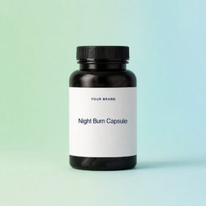 Private label night burn capsule product mockup, OEM Malaysia