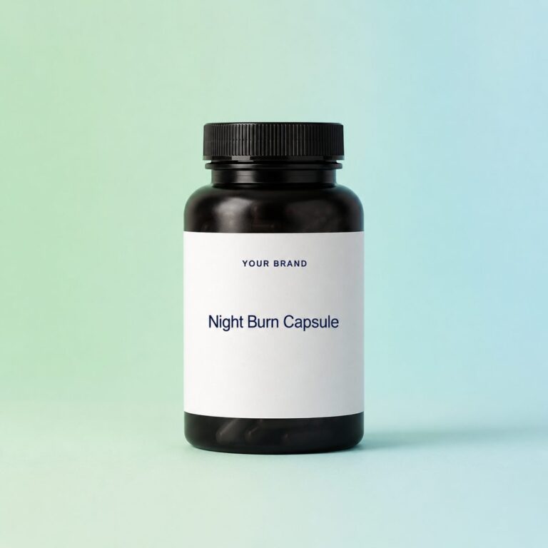 Private label night burn capsule product mockup, OEM Malaysia