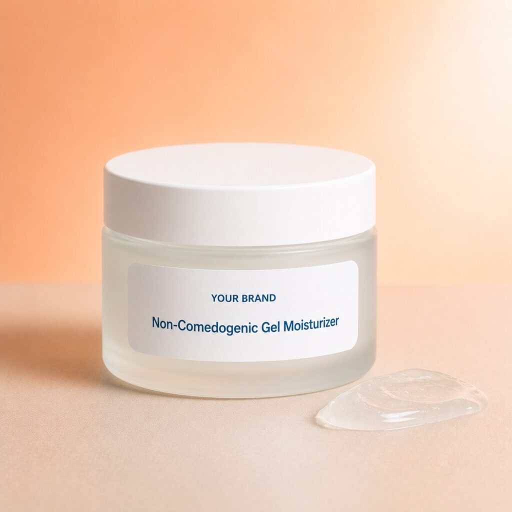 Private label non comedogenic gel moisturizer product mockup, OEM Malaysia