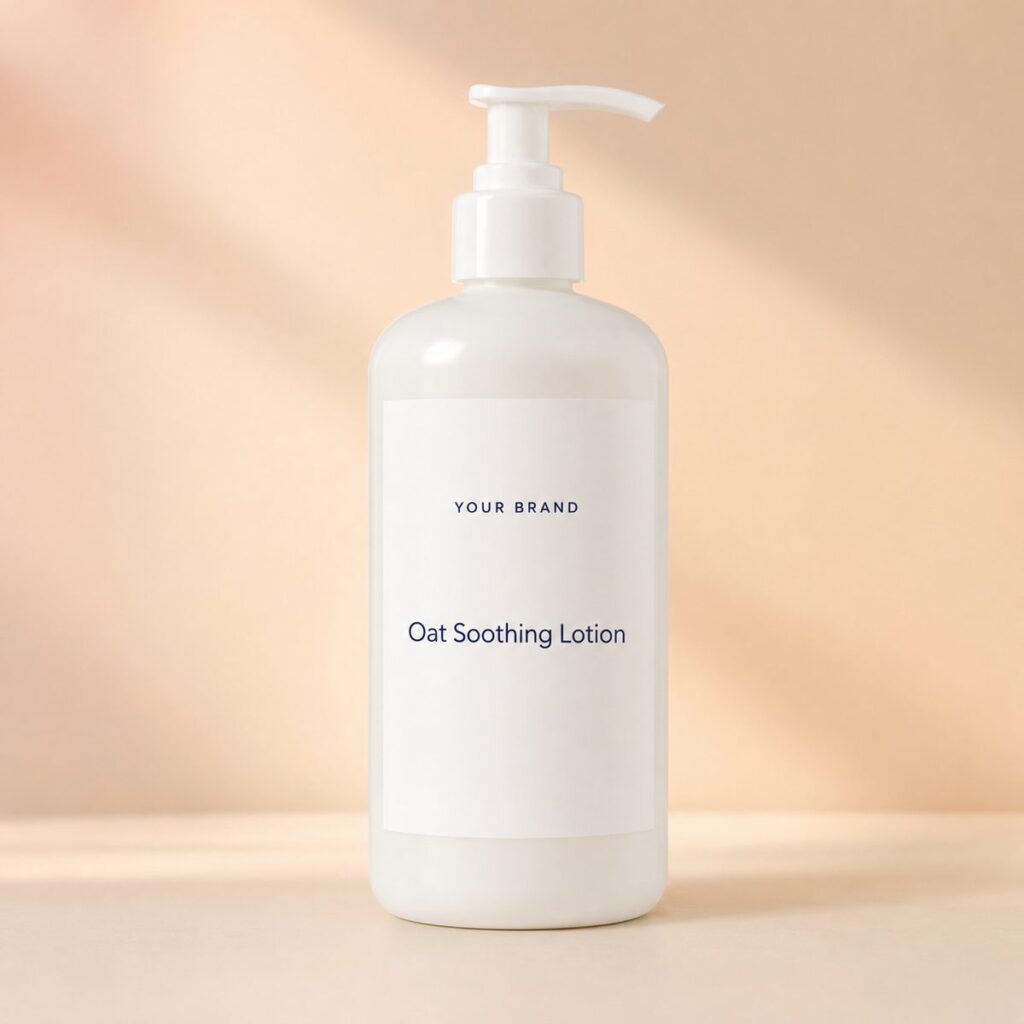 Private label oat soothing lotion product mockup, OEM Malaysia