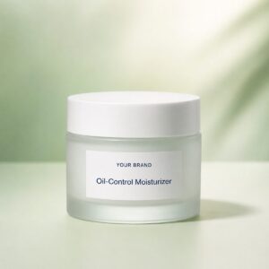 Private label oil control green tea moisturizer product mockup, OEM Malaysia