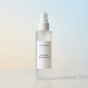 Private label pet stain and odor remover spray product mockup, OEM Malaysia