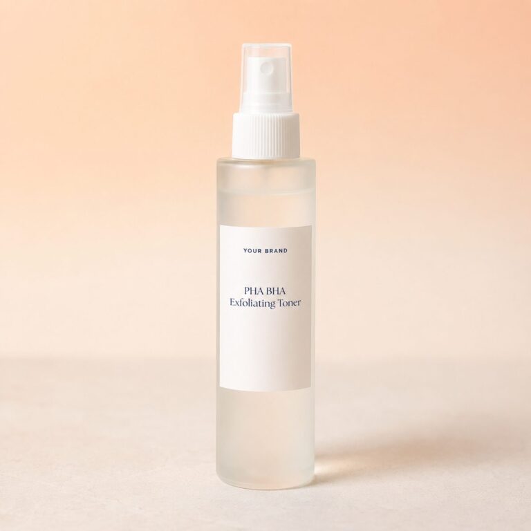 Private label pha bha exfoliating toner product mockup, OEM Malaysia