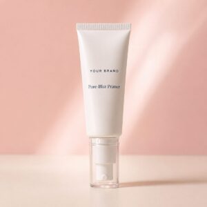 Private label pore blur primer product mockup, OEM Malaysia