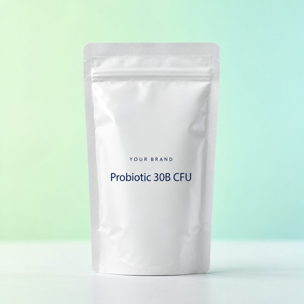 Private label probiotic sachet 30b cfu product mockup, OEM Malaysia