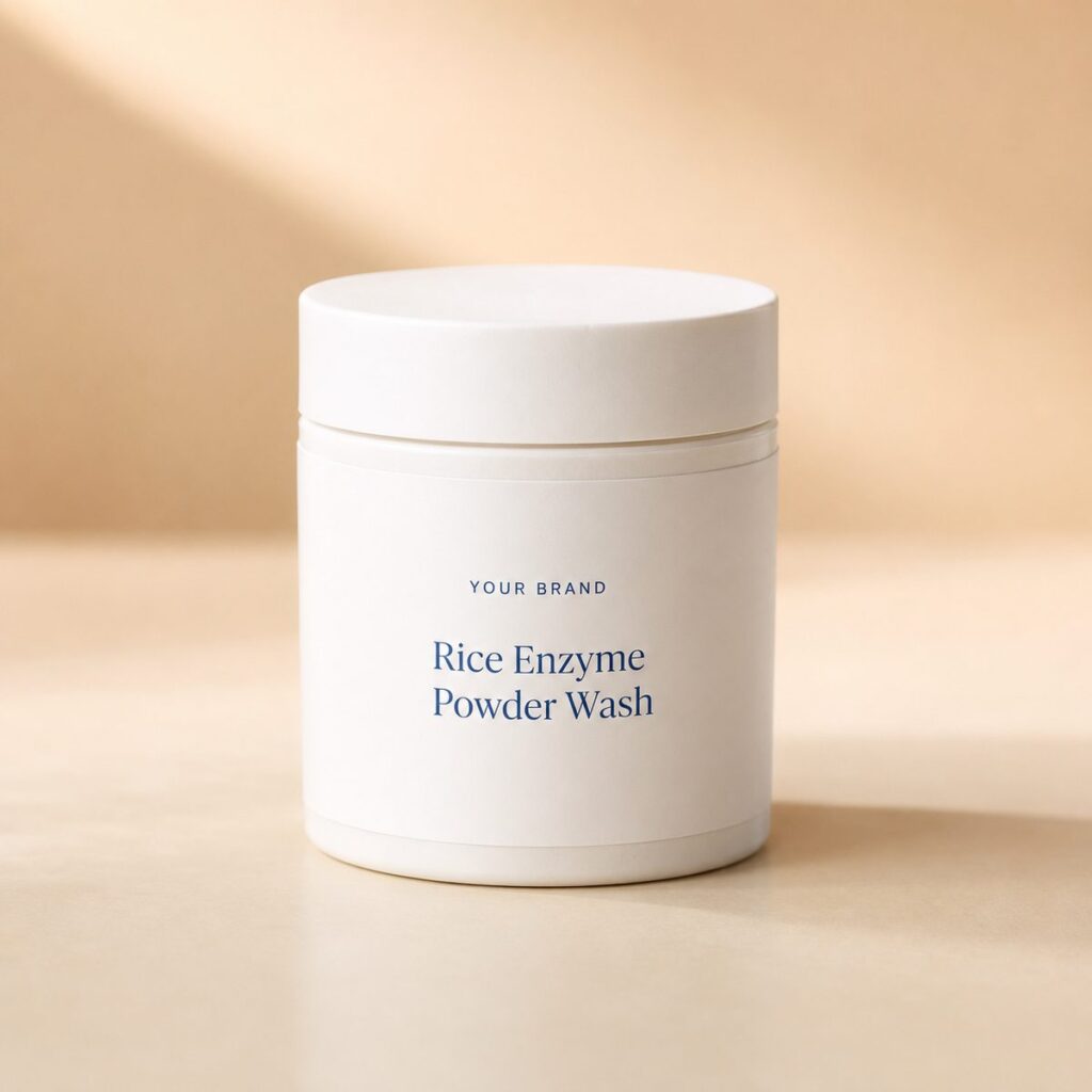 Private label rice enzyme powder wash product mockup, OEM Malaysia