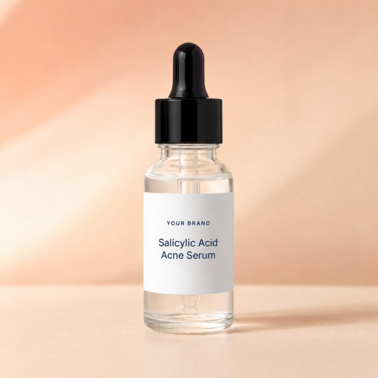 Private label salicylic acid acne serum product mockup, OEM Malaysia