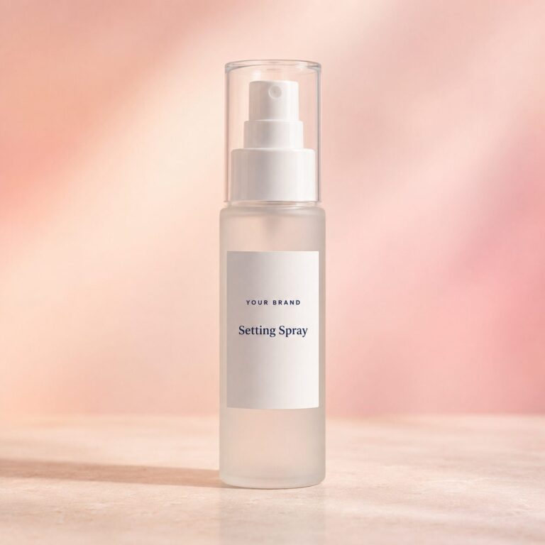 Private label setting spray all day lock product mockup, OEM Malaysia