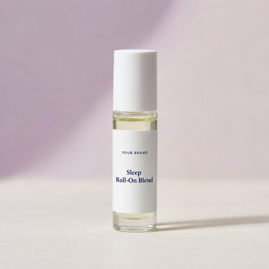 Private label sleep roll on blend product mockup, OEM Malaysia