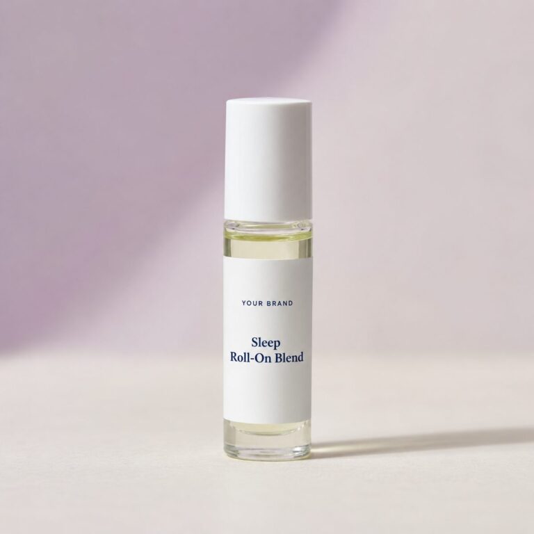 Private label sleep roll on blend product mockup, OEM Malaysia