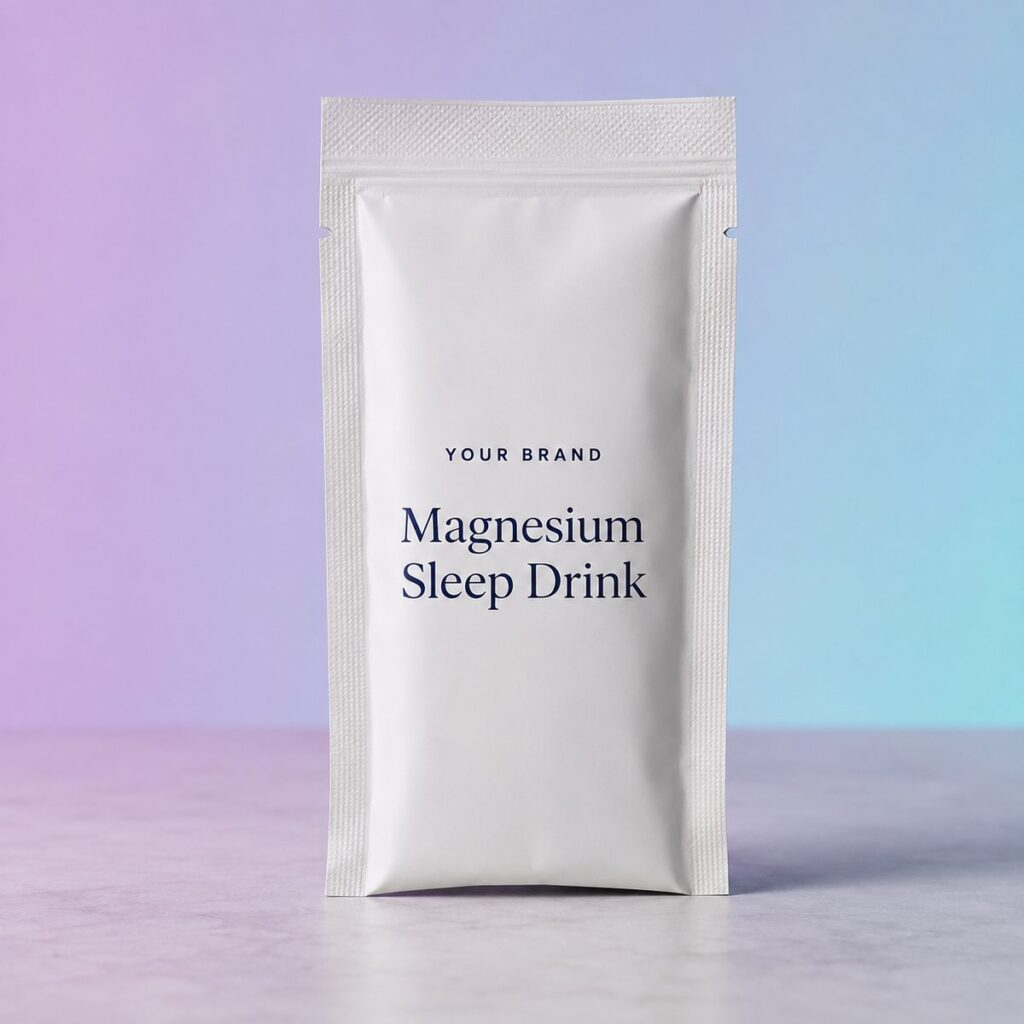 Private label sleep well magnesium drink product mockup, OEM Malaysia