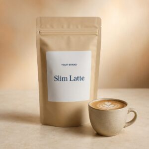 Private label slim latte pre workout product mockup, OEM Malaysia