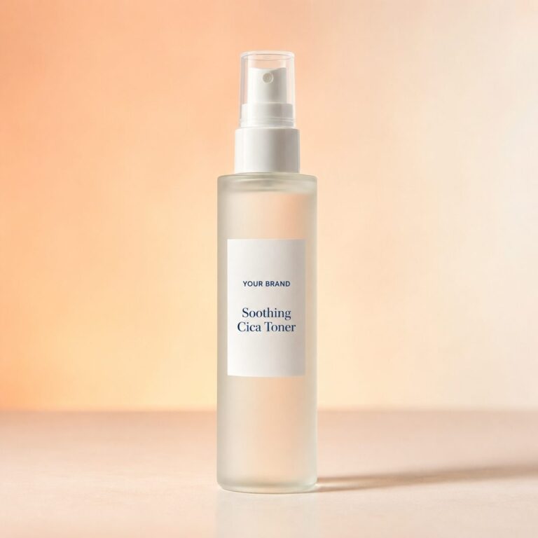 Private label soothing cica toner sensitive product mockup, OEM Malaysia