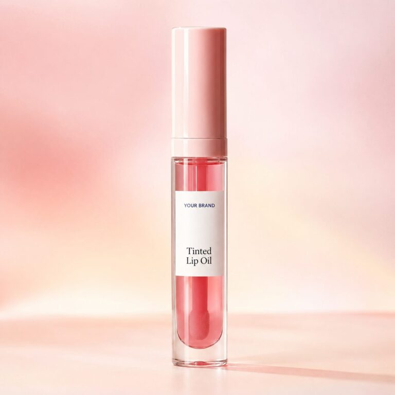 Private label tinted lip oil product mockup, OEM Malaysia