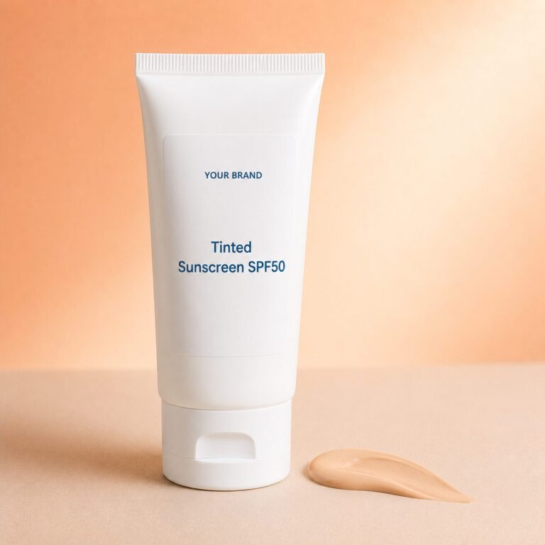 Private label tinted sunscreen spf50 pa product mockup, OEM Malaysia