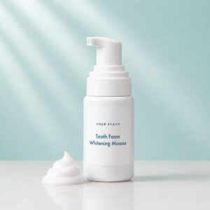 Private label tooth foam whitening mousse product mockup, OEM Malaysia