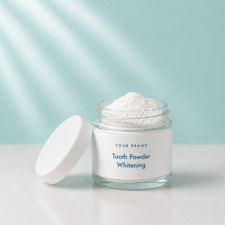 Private label tooth powder whitening product mockup, OEM Malaysia