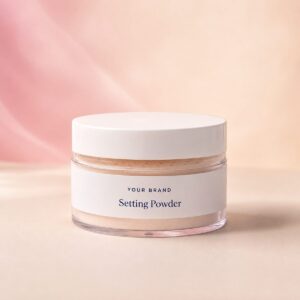 Private label translucent setting powder product mockup, OEM Malaysia
