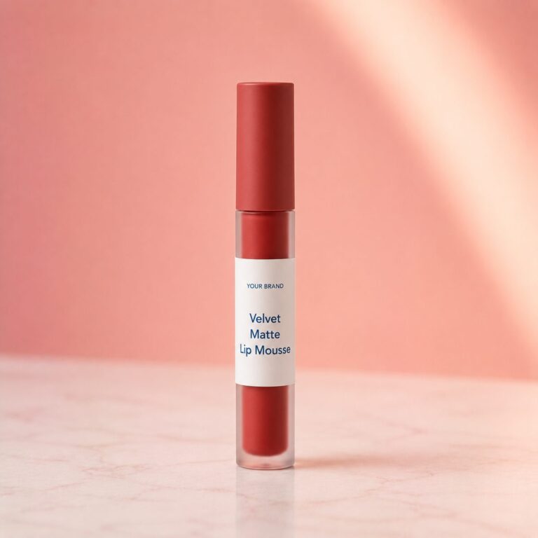 Private label velvet matte lip mousse product mockup, OEM Malaysia