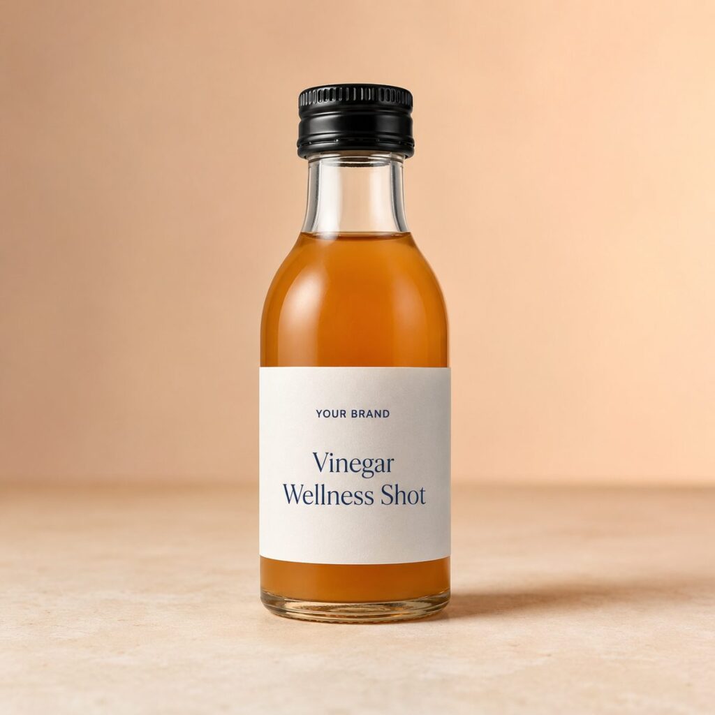 Private label vinegar wellness shot product mockup, OEM Malaysia
