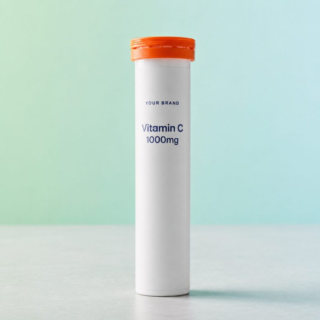 Private label vitamin c 1000mg effervescent product mockup, OEM Malaysia