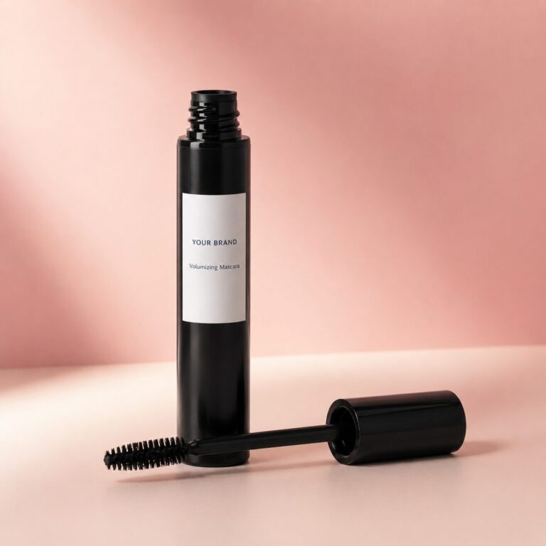 Private label volumizing mascara tubing product mockup, OEM Malaysia