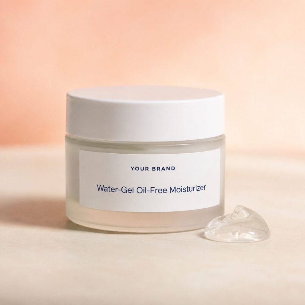 Private label water gel oil free moisturizer product mockup, OEM Malaysia