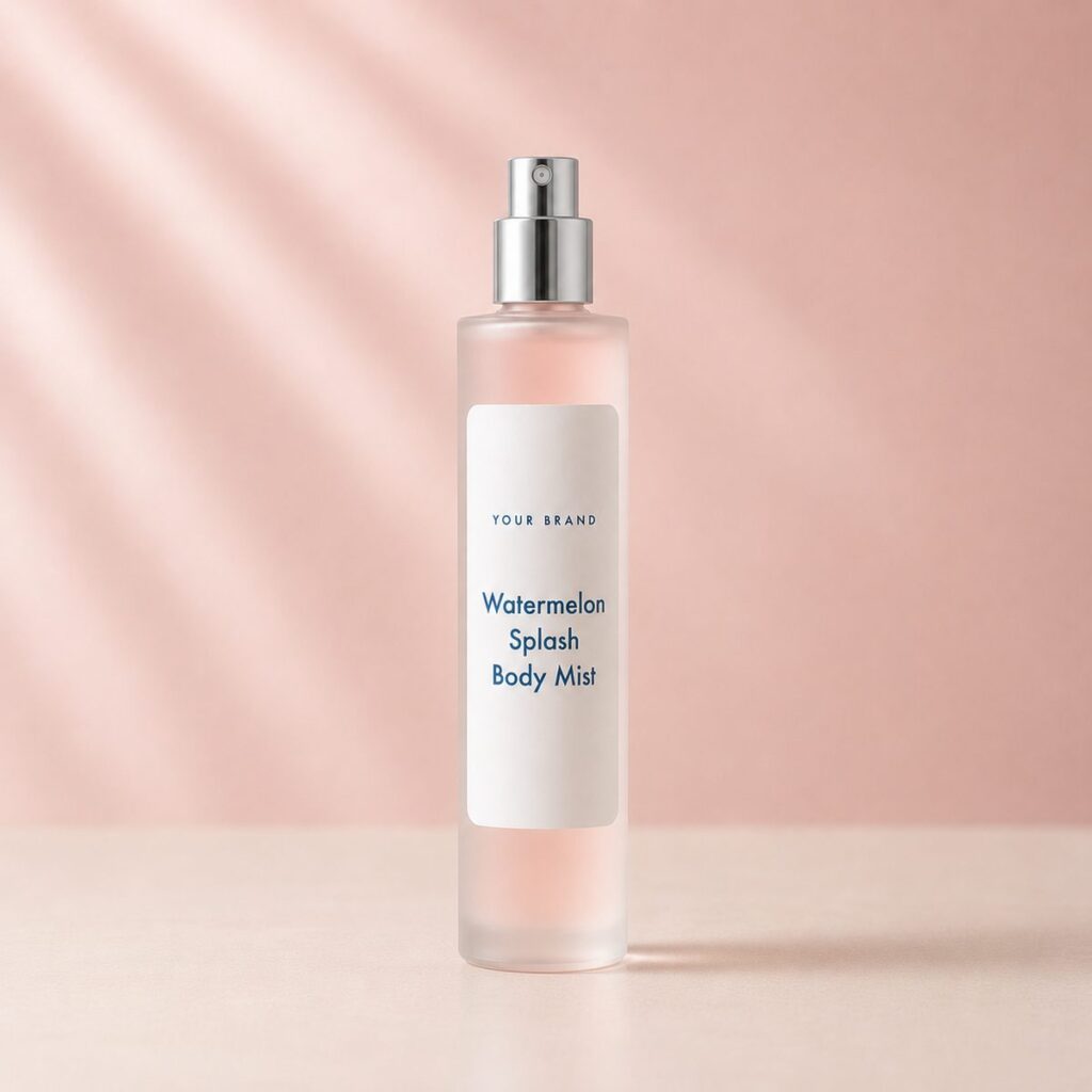 Private label watermelon splash body mist product mockup, OEM Malaysia