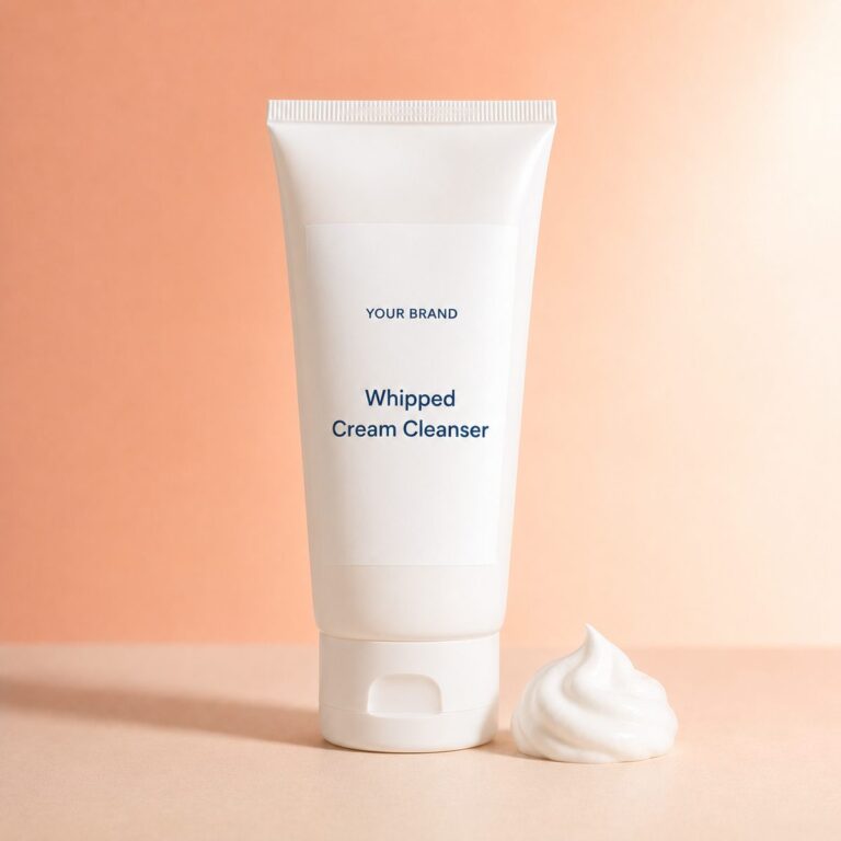 Private label whipped cream cleanser product mockup, OEM Malaysia
