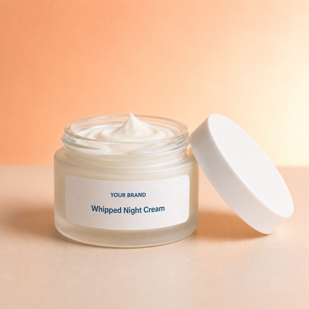 Private label whipped night cream product mockup, OEM Malaysia