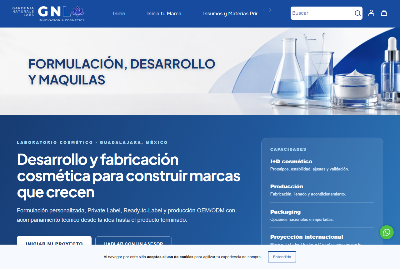 Gardenia Naturals Labs contract manufacturing page