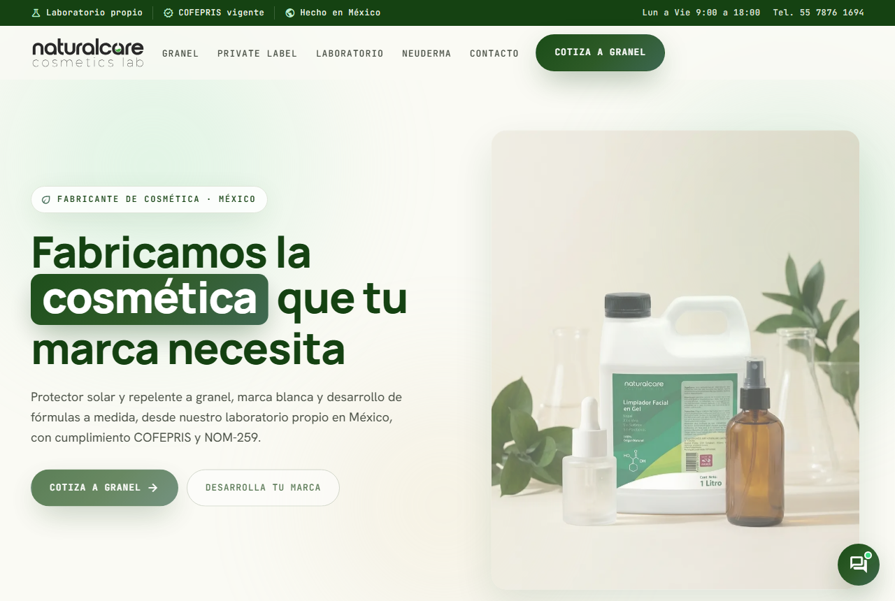 Naturalcare Cosmetics Lab website