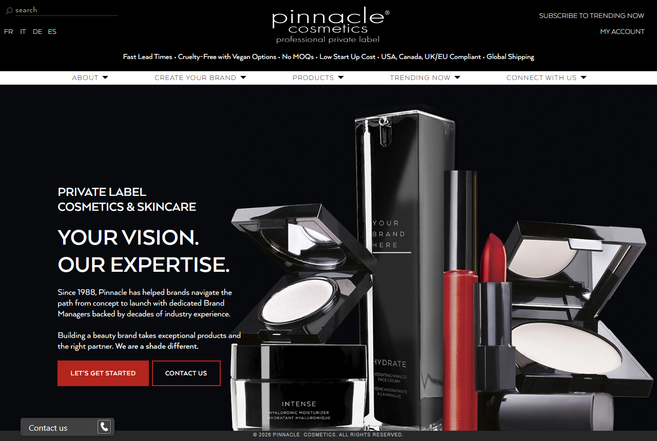 Pinnacle Cosmetics official website