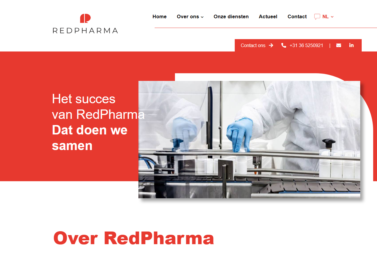 RedPharma Productie contract manufacturer website, Almere, Netherlands