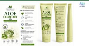 Aloe Comfort Gel 100ml - pharmacy private label packaging mock-up, ORIZI Group OEM Malaysia