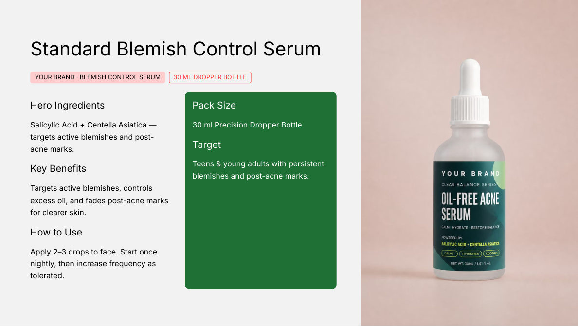 Blemish Control Serum 30ml - private label OEM concept for the Malaysian koperasi market, ORIZI Group