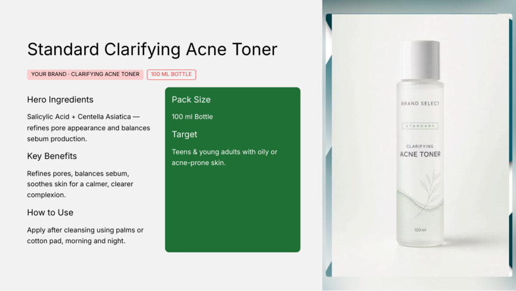 Clarifying Acne Toner 100ml - koperasi private label product, ORIZI Group OEM Malaysia