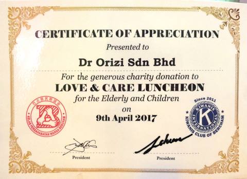 Kiwanis Club of Bercham certificate