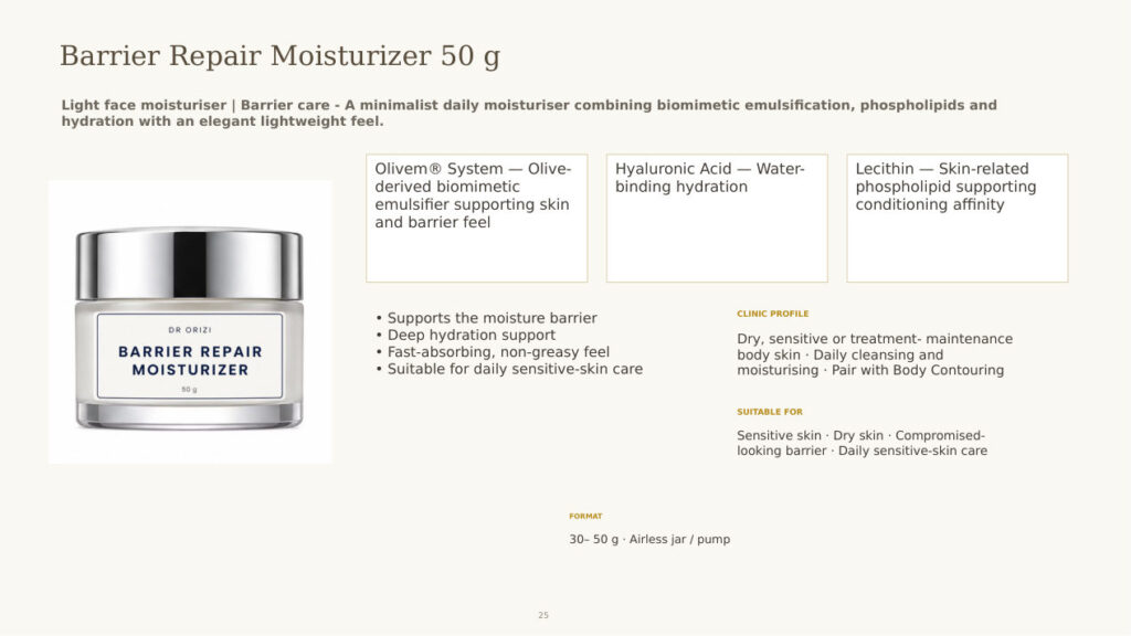 Barrier Repair Moisturizer 50g - dermatology and aesthetic OEM formula sheet, ORIZI Group Malaysia