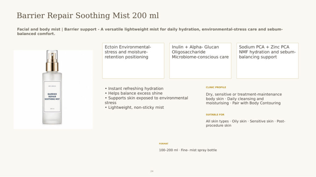 Barrier Repair Soothing Mist 200ml - dermatology and aesthetic OEM formula sheet, ORIZI Group Malaysia