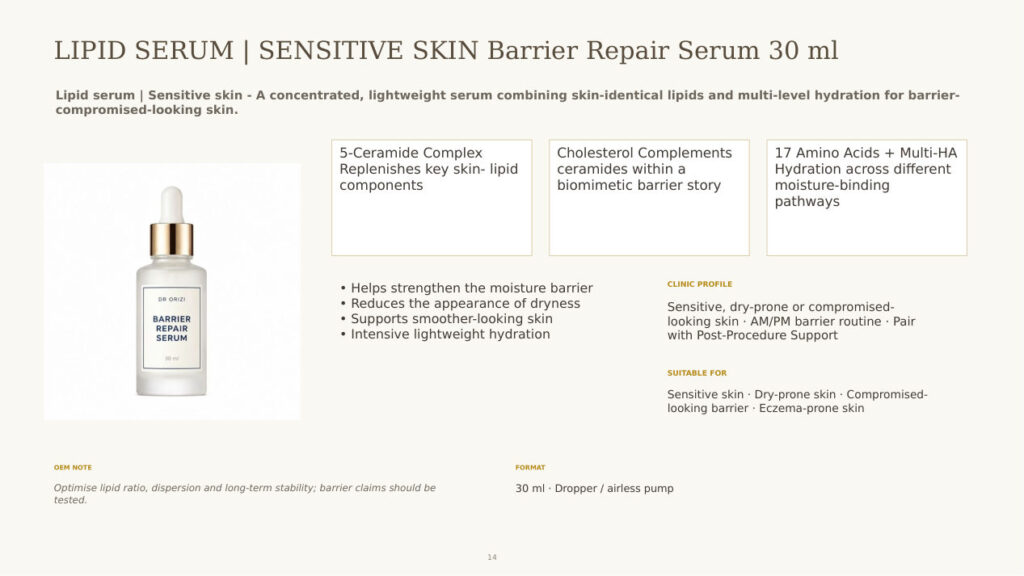 Barrier Therapy Barrier Repair Serum 30ml - dermatology and aesthetic OEM formula sheet, ORIZI Group Malaysia