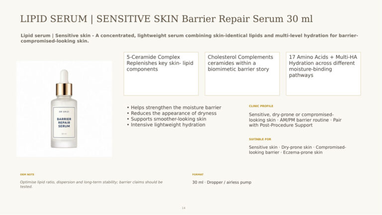 Barrier Therapy Barrier Repair Serum 30ml - dermatology and aesthetic OEM formula sheet, ORIZI Group Malaysia