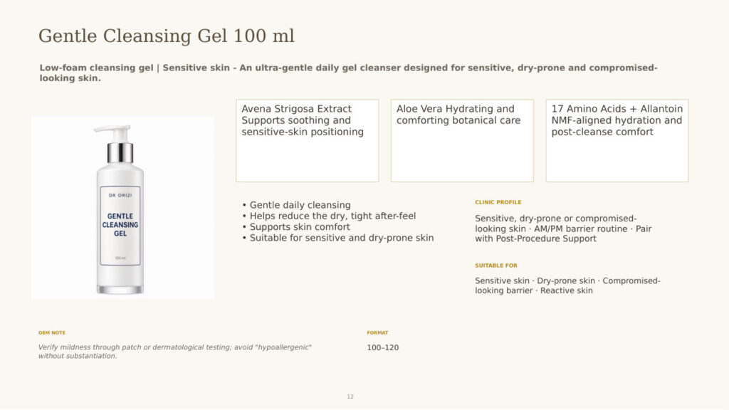 Barrier Therapy Gentle Cleansing Gel 100ml - dermatology and aesthetic OEM formula sheet, ORIZI Group Malaysia