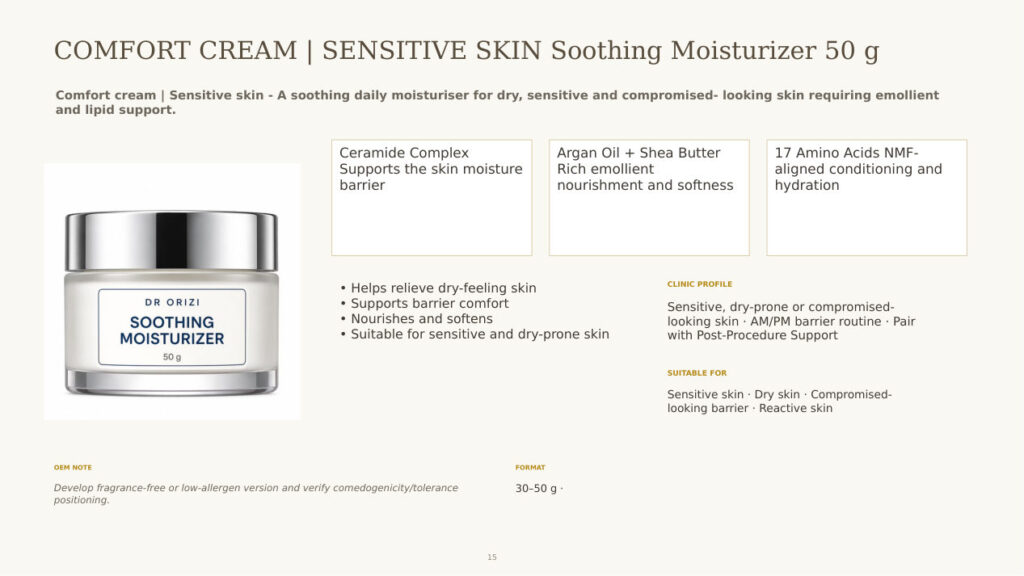 Barrier Therapy Soothing Moisturizer 50g - dermatology and aesthetic OEM formula sheet, ORIZI Group Malaysia