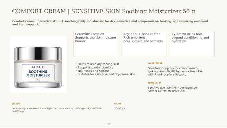Barrier Therapy Soothing Moisturizer 50g - dermatology and aesthetic OEM formula sheet, ORIZI Group Malaysia