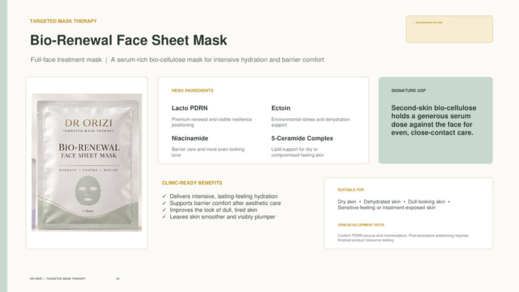 Bio-Renewal Face Sheet Mask - dermatology and aesthetic OEM formula sheet, ORIZI Group Malaysia