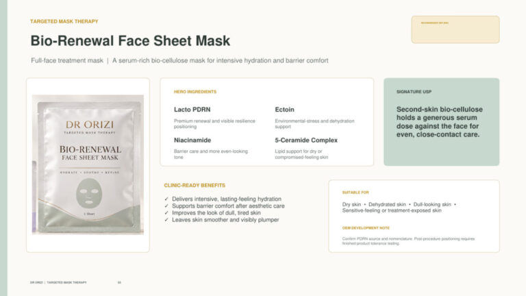 Bio-Renewal Face Sheet Mask - dermatology and aesthetic OEM formula sheet, ORIZI Group Malaysia