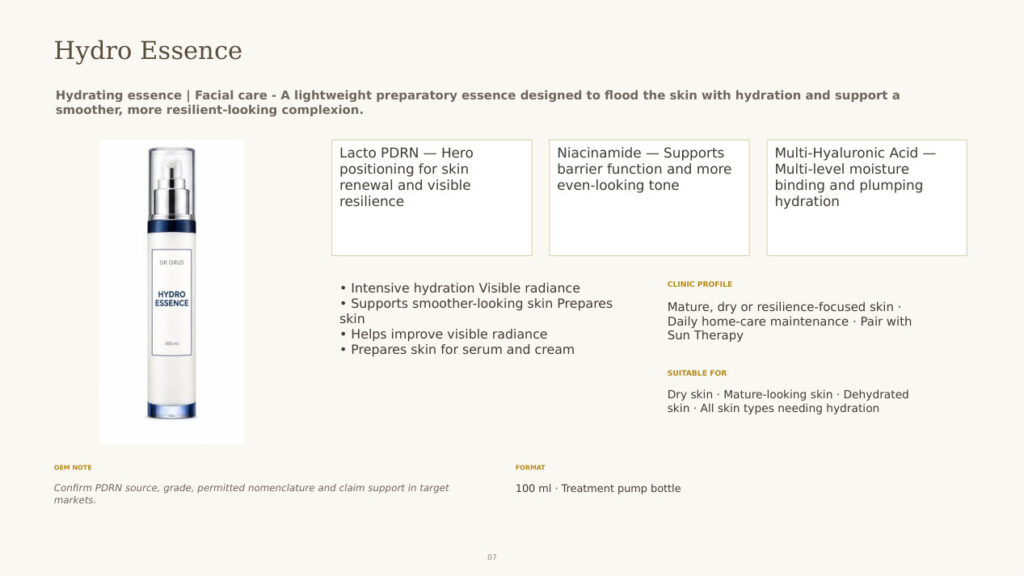 Eternal Radiance Hydro Essence - dermatology and aesthetic OEM formula sheet, ORIZI Group Malaysia