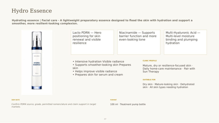 Eternal Radiance Hydro Essence - dermatology and aesthetic OEM formula sheet, ORIZI Group Malaysia